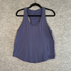 Lululemon Shirt Womens Medium Blue Tank Top Muscle Tee Relaxed Fit Scoop Hem Gym